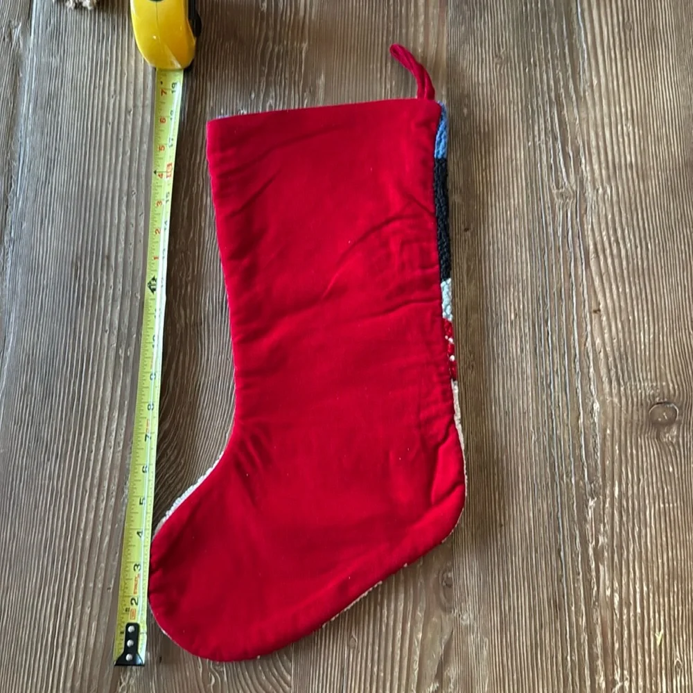Beautiful Needle Punch Embroidered Snowman Christmas Stocking velvet back